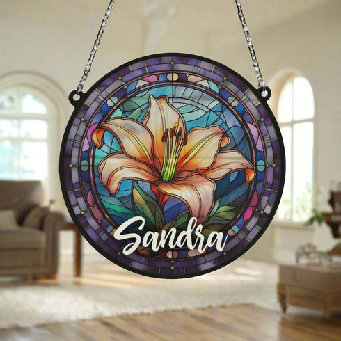 Lily Personalised Stained Glass Effect Suncatcher